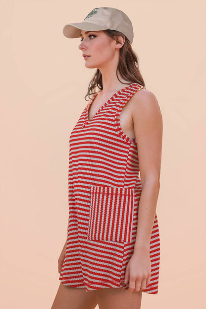 Striped Knit Casual Romper