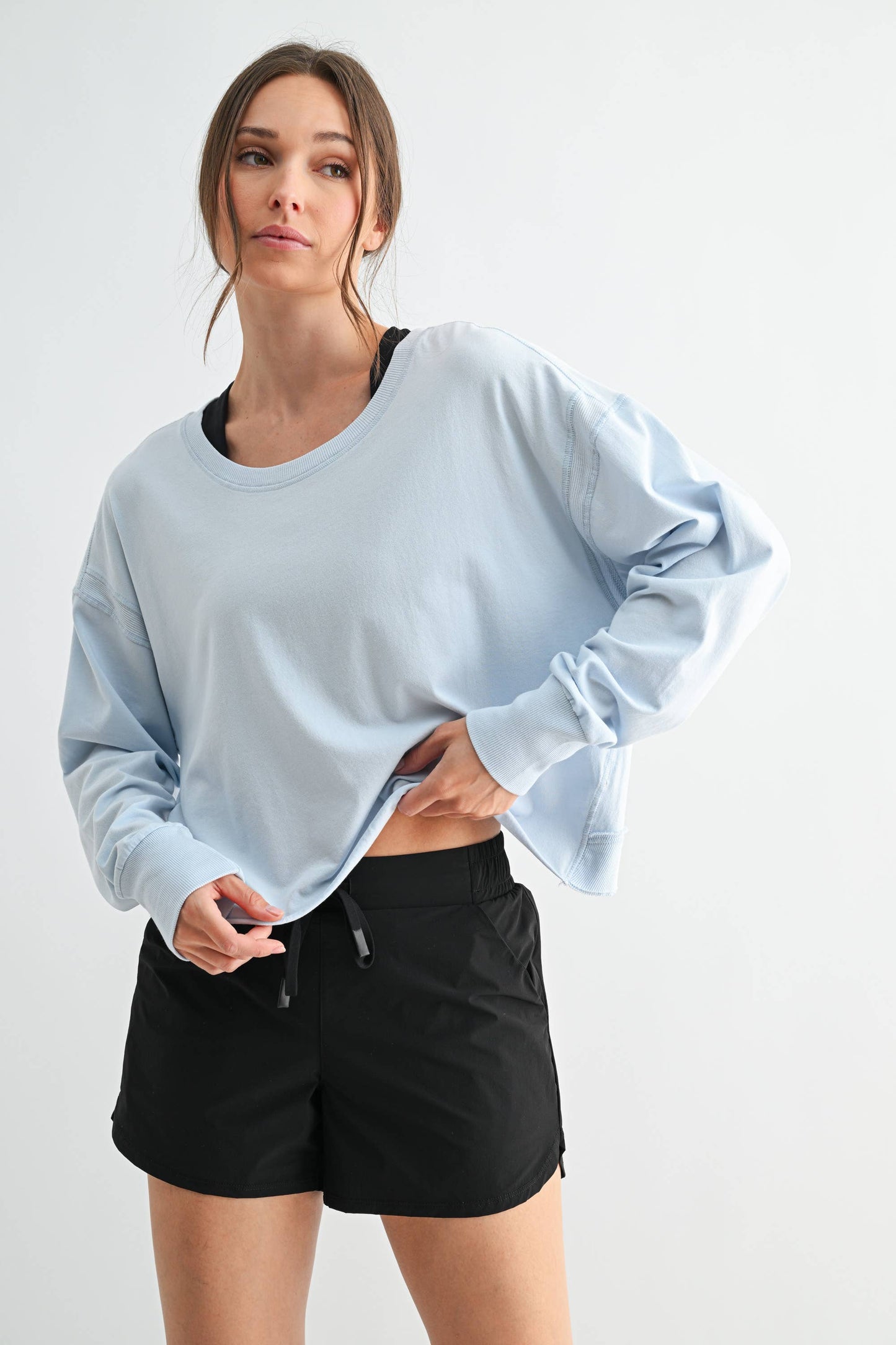 Crescent Pima Cotton Open Back Long Sleeve Tee