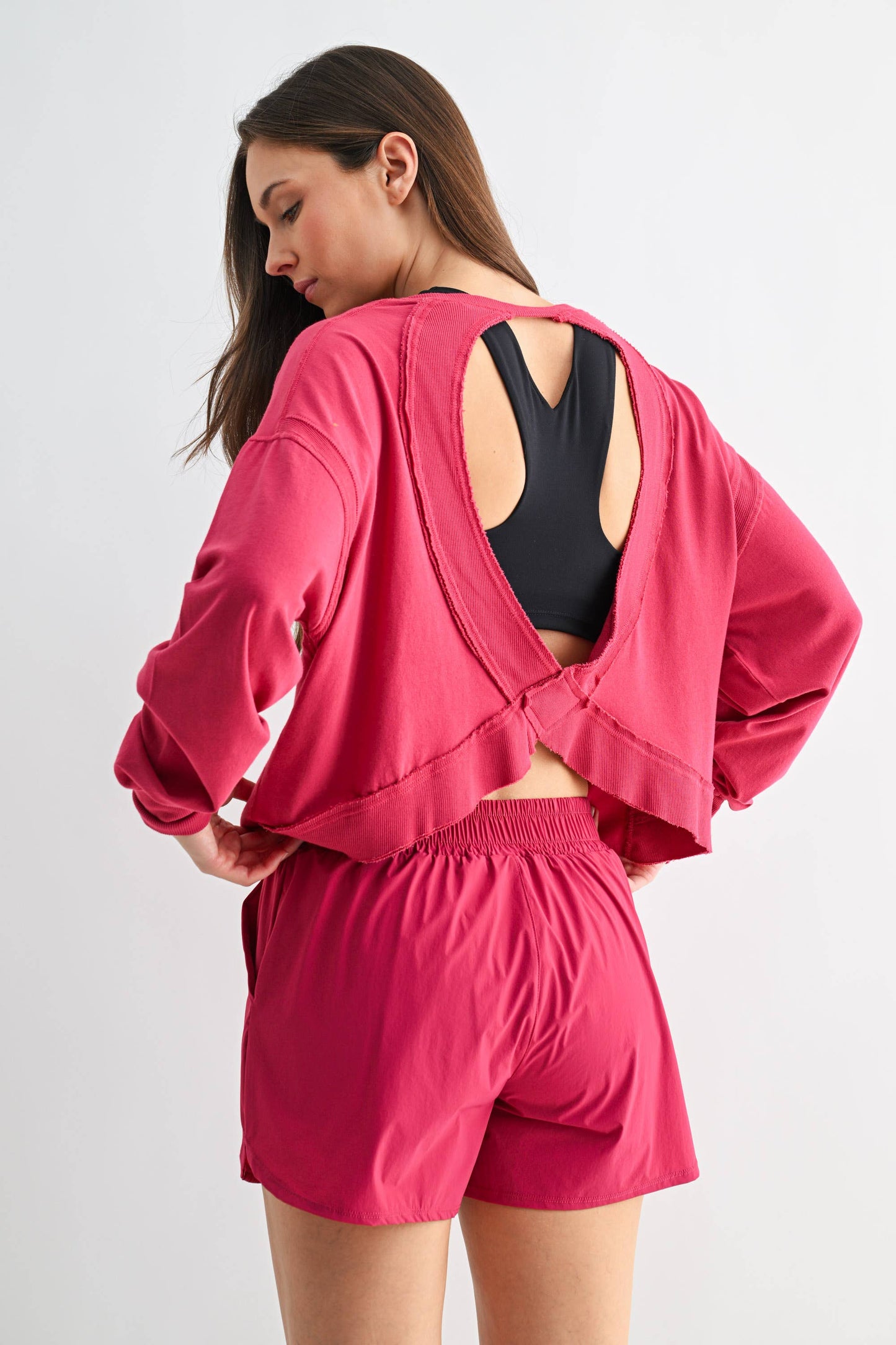 Crescent Pima Cotton Open Back Long Sleeve Tee