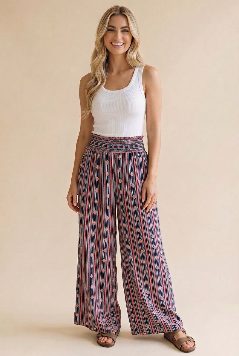 Plus Wide Leg Patchwork Pants