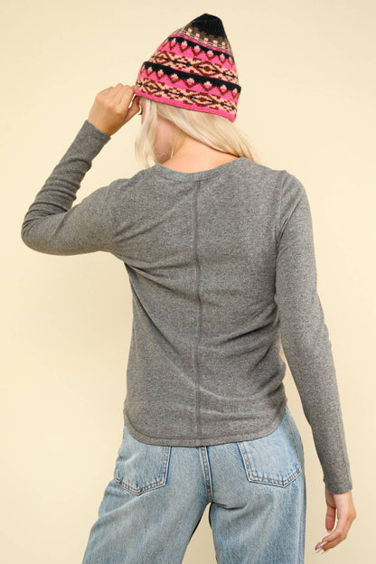 Soft brushed solid knit casual top