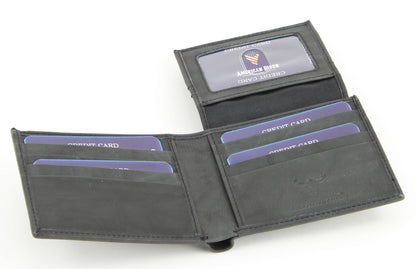 Bi-Fold Leather Wallet with Top Flap 15714