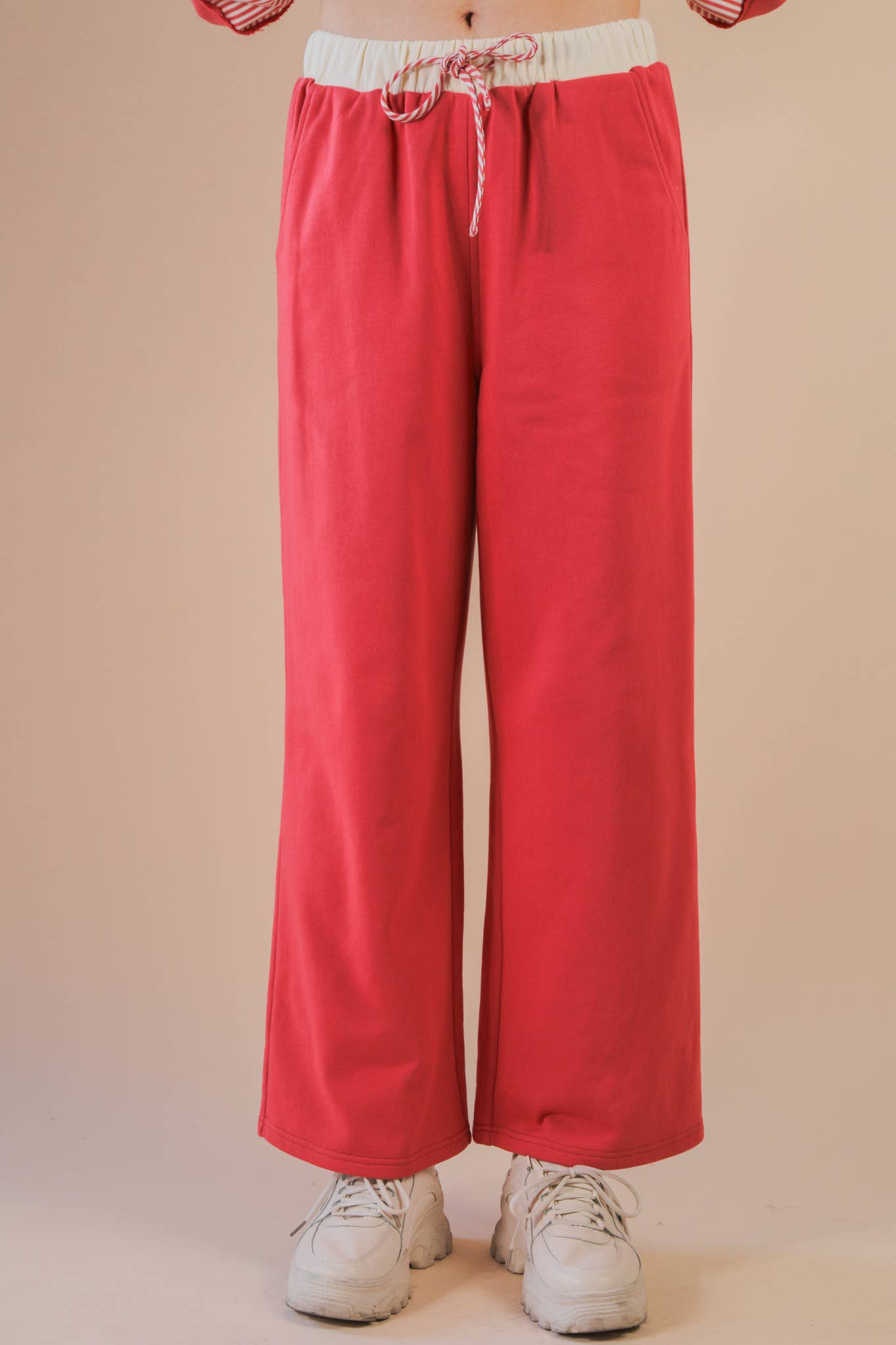 NT12348SET-Color Block Casual Knit Top & Pants Set