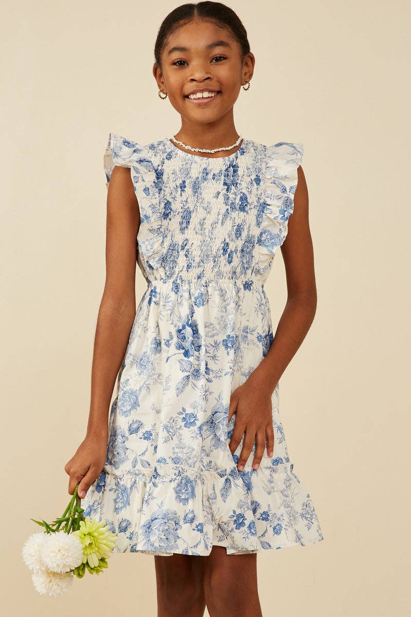 Girls Floral Ruffle Dress