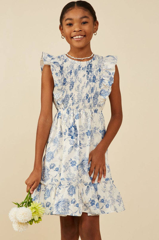 Girls Floral Ruffle Dress