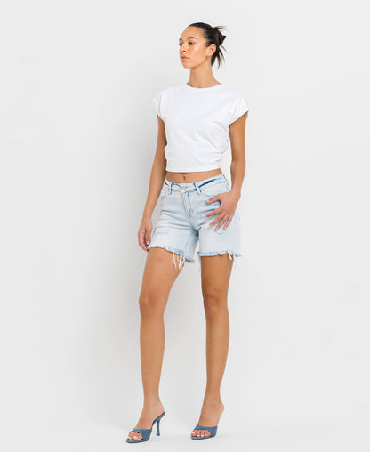 MID RISE DISTRESSED STRETCH SHORTS
 V2993