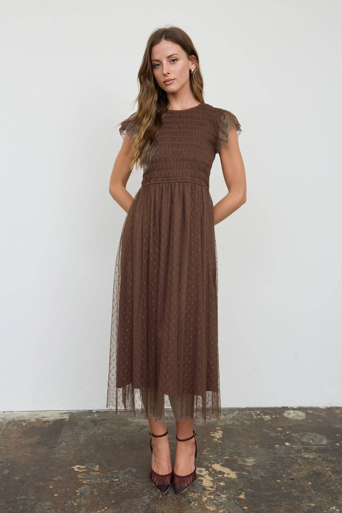 POLKA DOT SMOCK DRESS