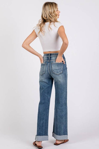 Petra Wide Leg Cuff Jean