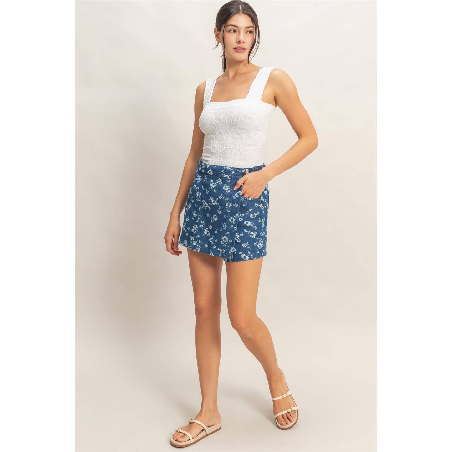 Floral Square Neck Top