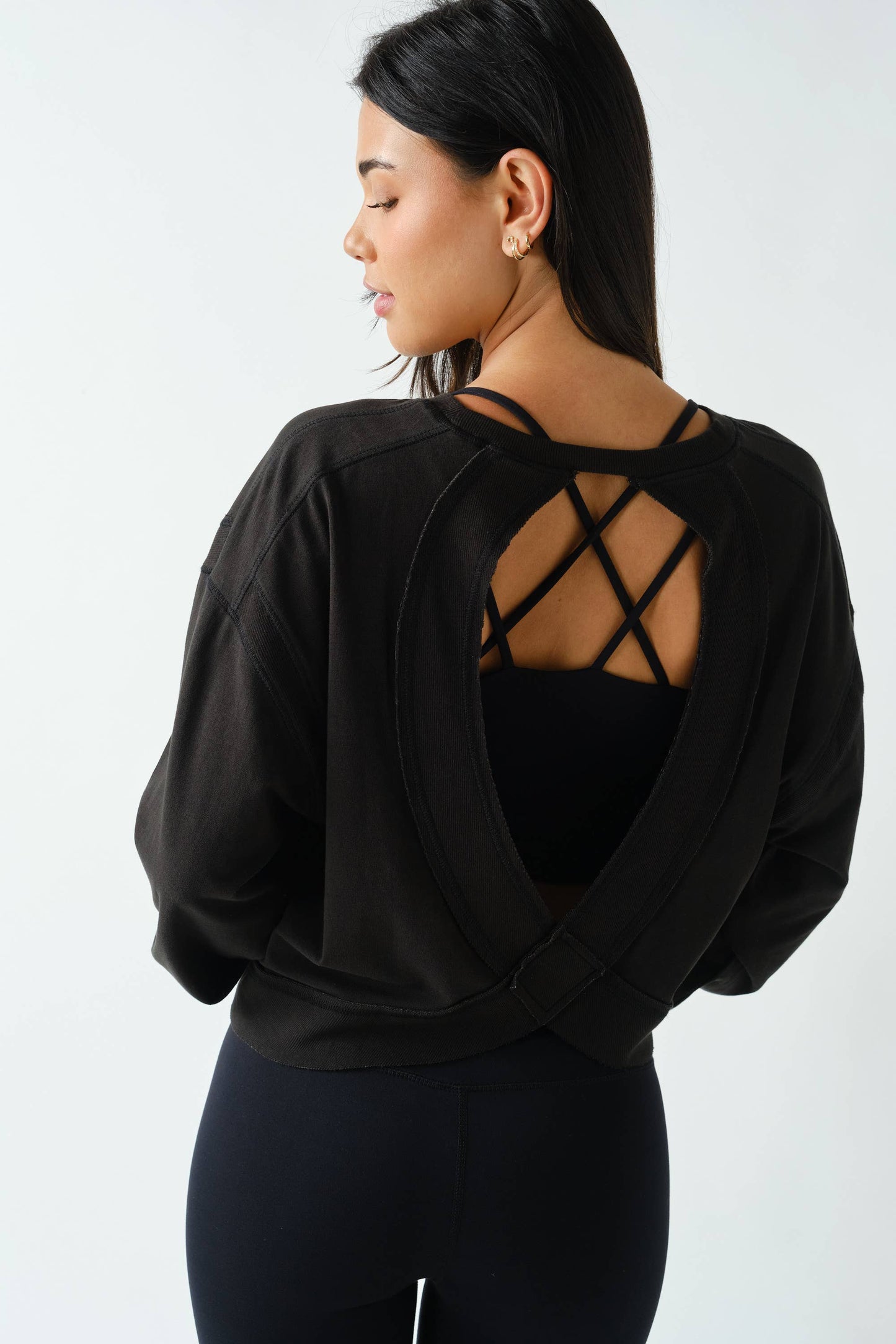 Crescent Pima Cotton Open Back Long Sleeve Tee