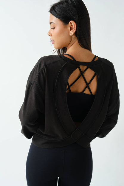 Crescent Pima Cotton Open Back Long Sleeve Tee