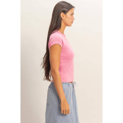 Pointelle Short Sleeve Top