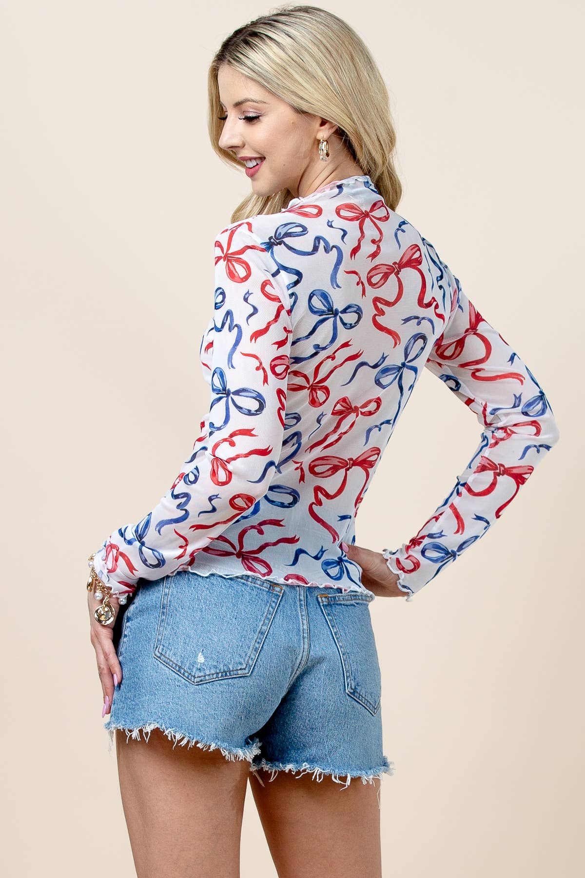 American Flag Ribbon Mesh Top