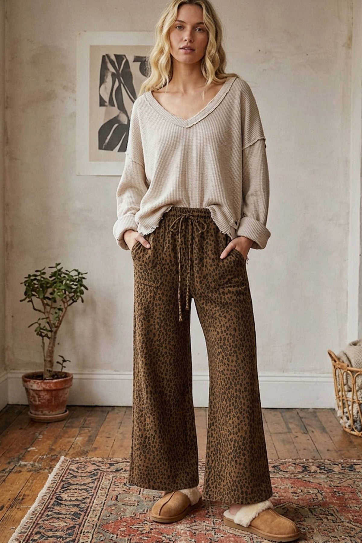 Leopard Drawstring Pants