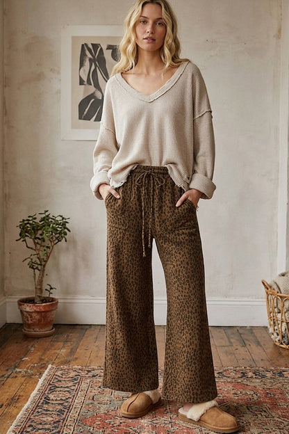 Leopard Drawstring Pants