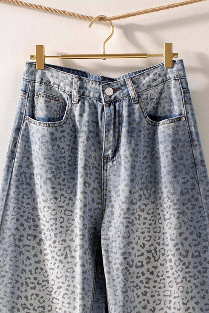 Leopard Wide-Leg Denim