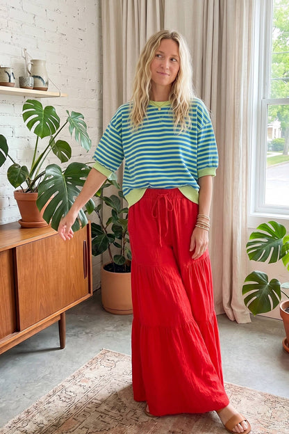 Tiered Wide Leg Palazzo Pants