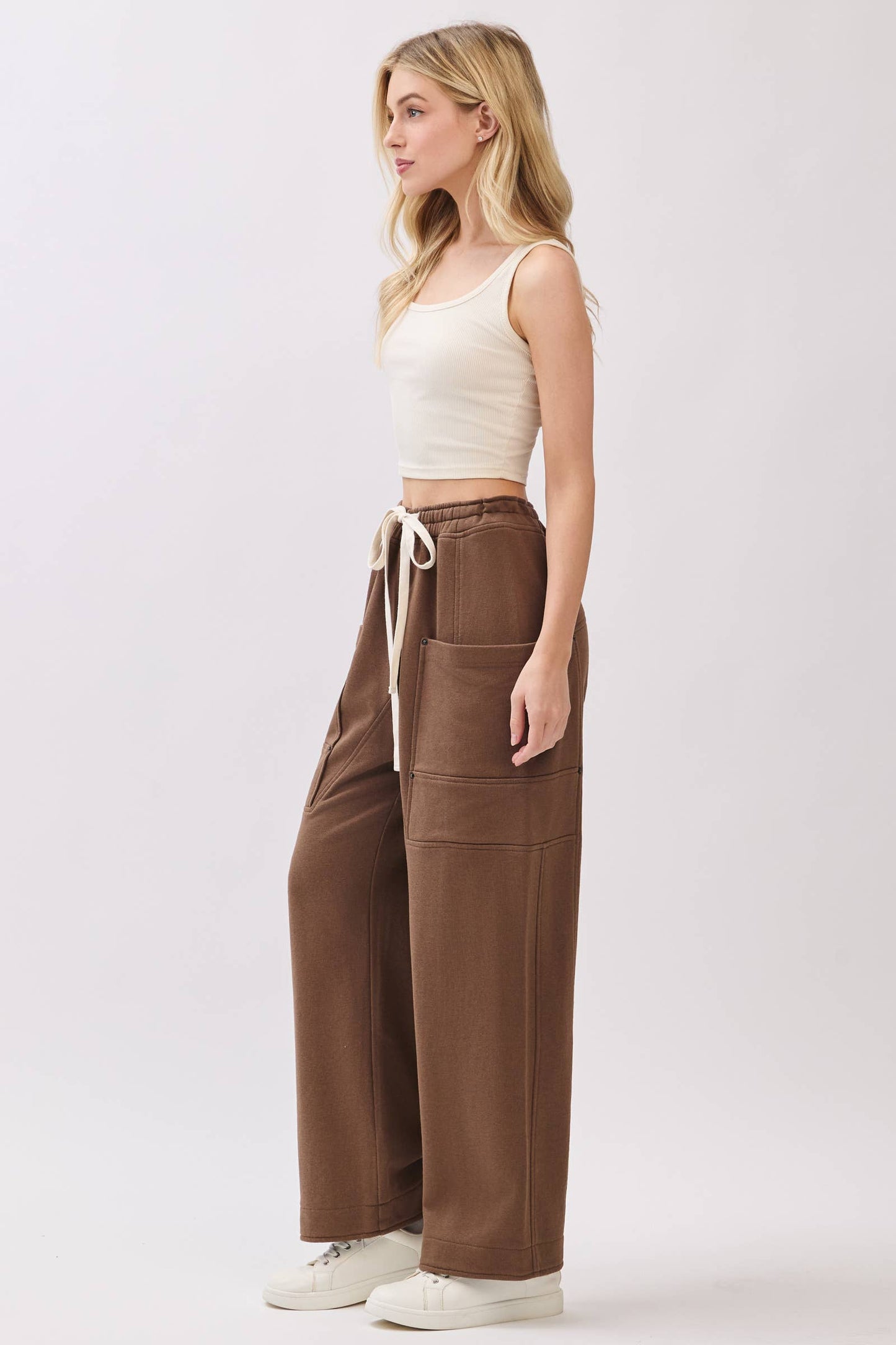 French Terry Wide-Leg Pants