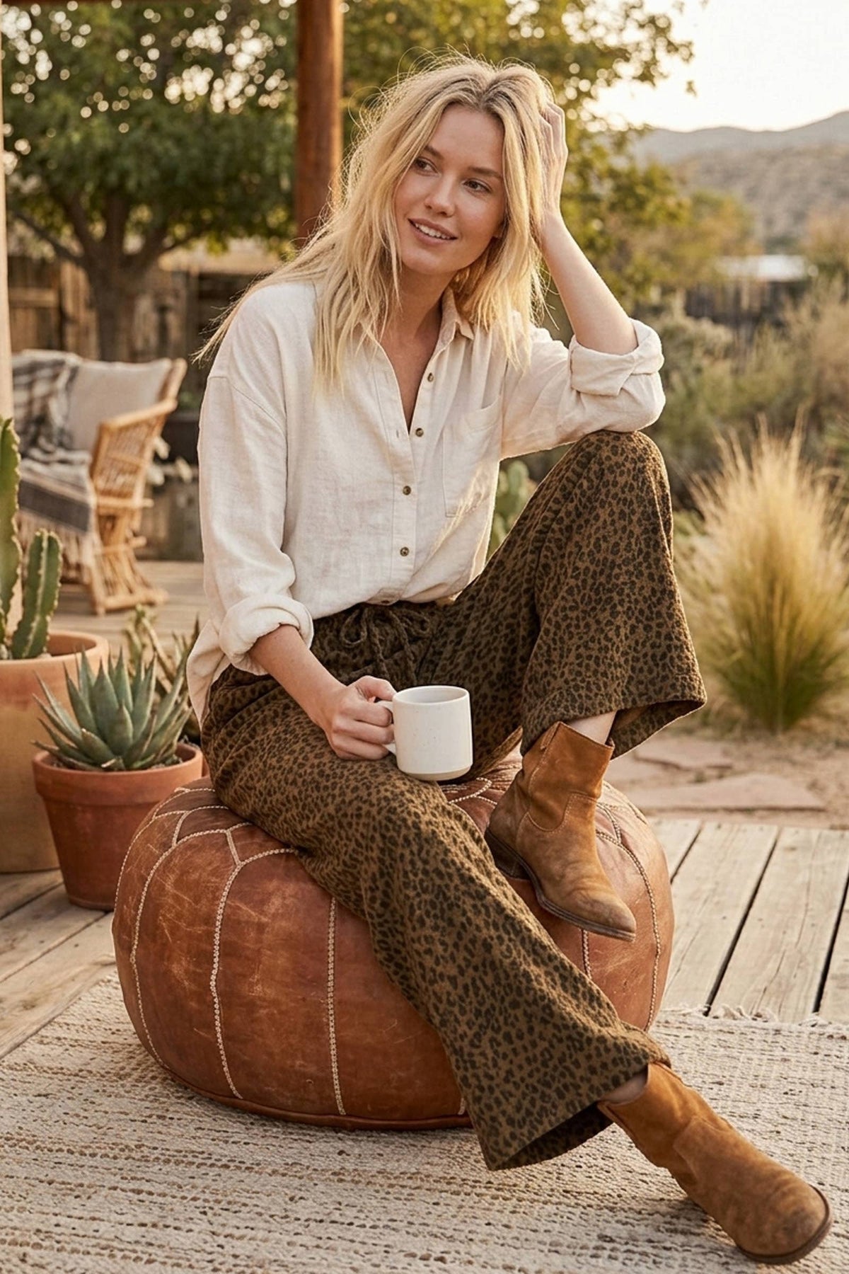 Leopard Drawstring Pants