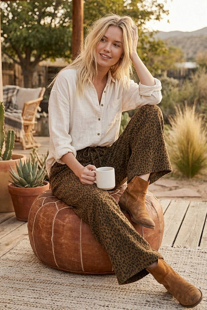 Leopard Drawstring Pants