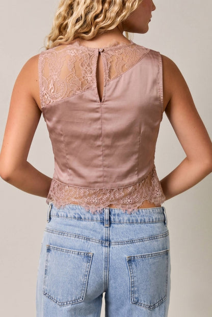 LACE DETAIL SLEEVELESS TOP