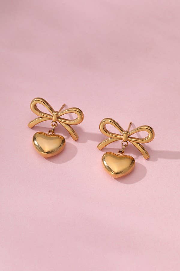 18K STAINLESS STEEL TARNISH FREE HEART EARRINGS