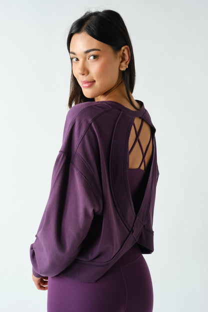 Crescent Pima Cotton Open Back Long Sleeve Tee