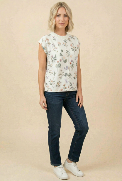 Floral Textured Sleeveless Knit Top