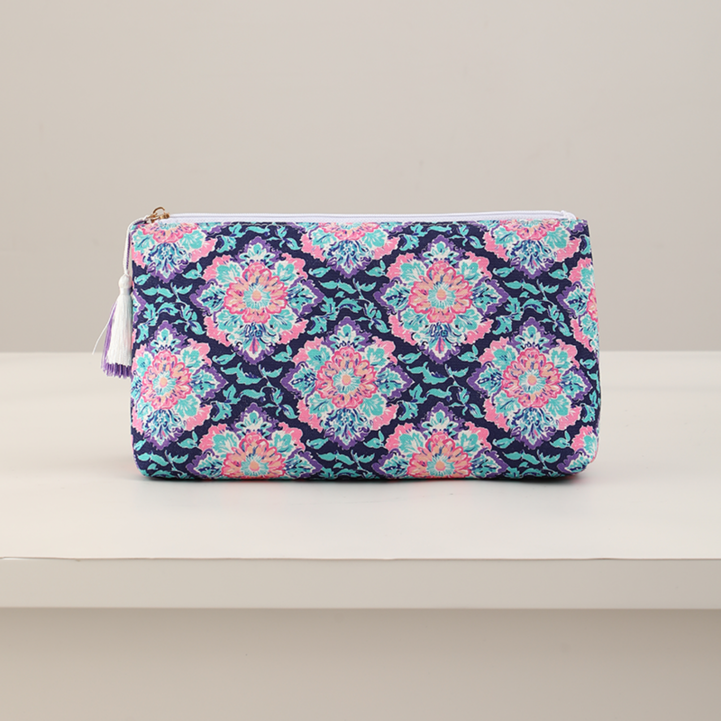 Floral Canvas Cosmetic Case Toiletry Bag Makeup Bag