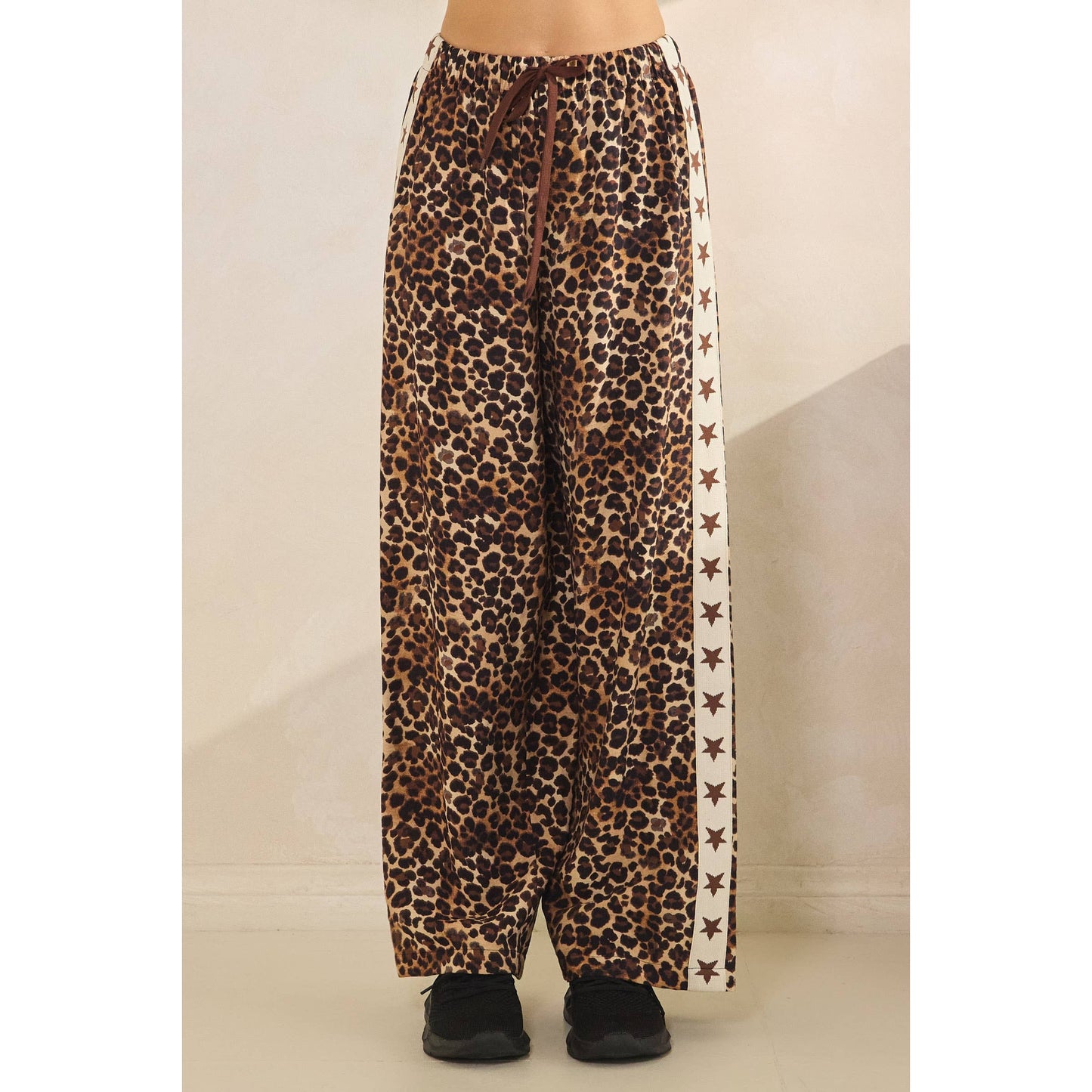 Leopard Star Striped Wide Pants