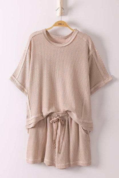 Ribbed Knit Shorts Set