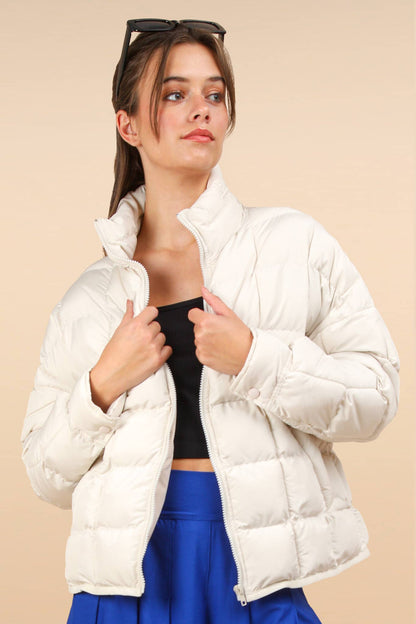 NJ90311-Solid Puffer Padded Warm Jacket