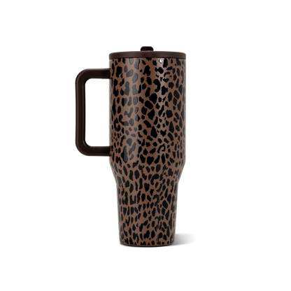 Brown Leopard HydroJug 40 oz Traveler Tumbler