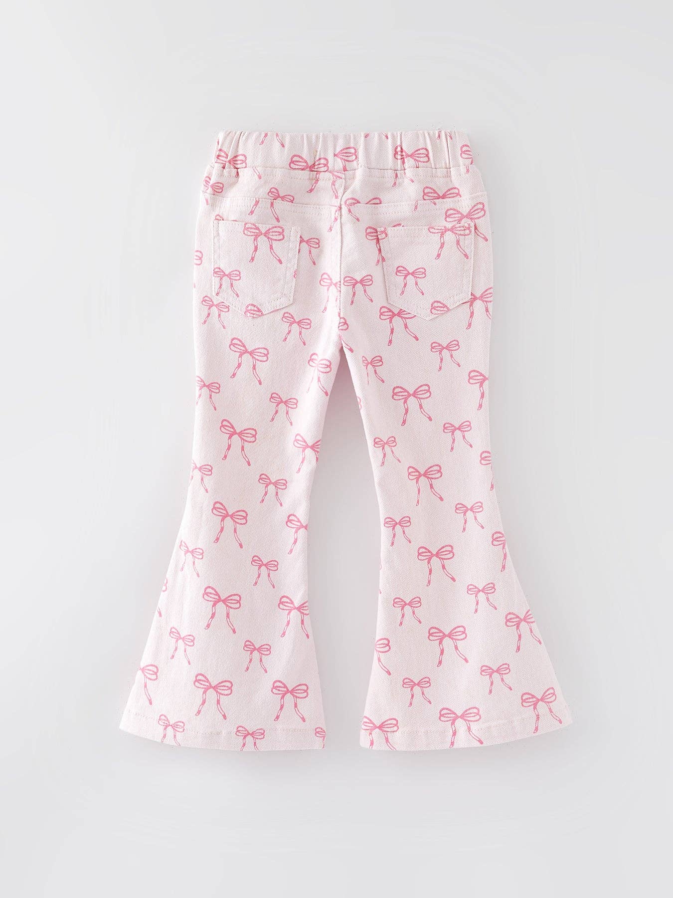 Girls Pink Bow Flared Jeans