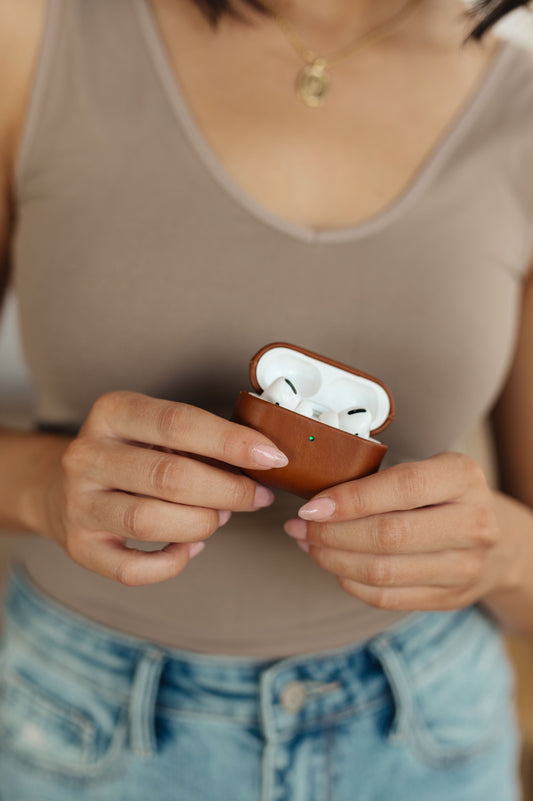 Genuine Leather Airpod Pro Protective Case in Brown